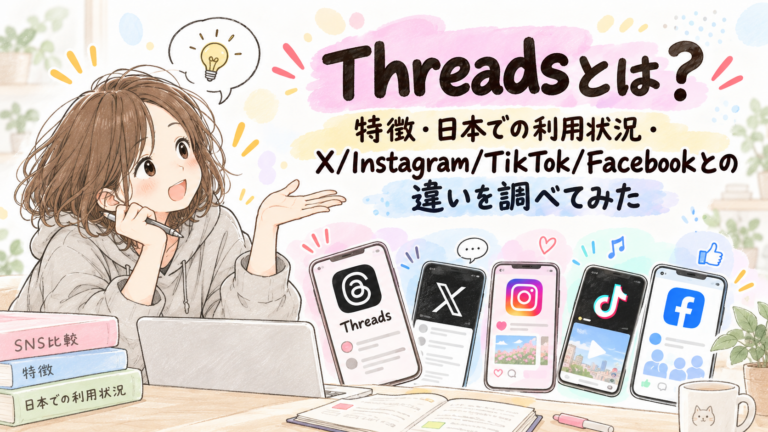 Threadsとは？｜特徴・日本での利用状況・X/Instagram/TikTok/Facebookとの違いを調べてみた