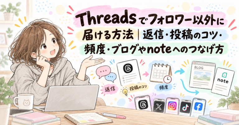 Threadsでフォロワー以外に届ける方法｜返信・投稿のコツ・頻度・ブログやnoteへのつなげ方